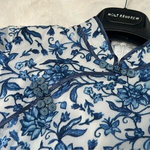 Blue Floral Embroidered Dress